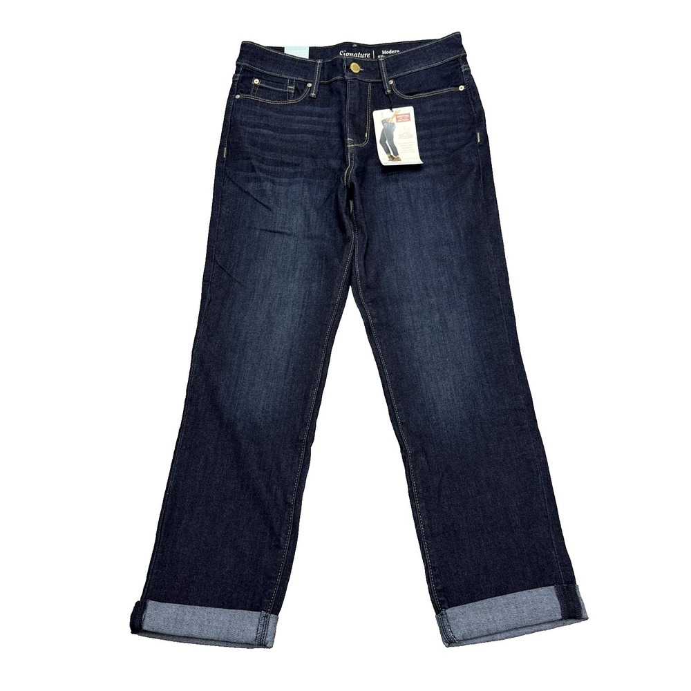 Signature By Levi Strauss Womens Jeans Size 6 Modern Slim Cuffed Dark Wash Denim